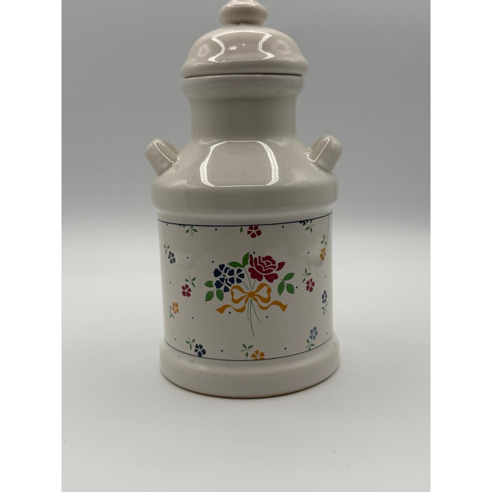 Vintage Floral Kitchen Canister Milk Can Style Ceramic Jar